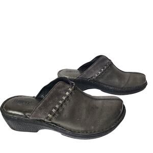 Born Ellendale Mules Womens Size 8-9 Gray Leather Sandals/Clog Slip On Shoes